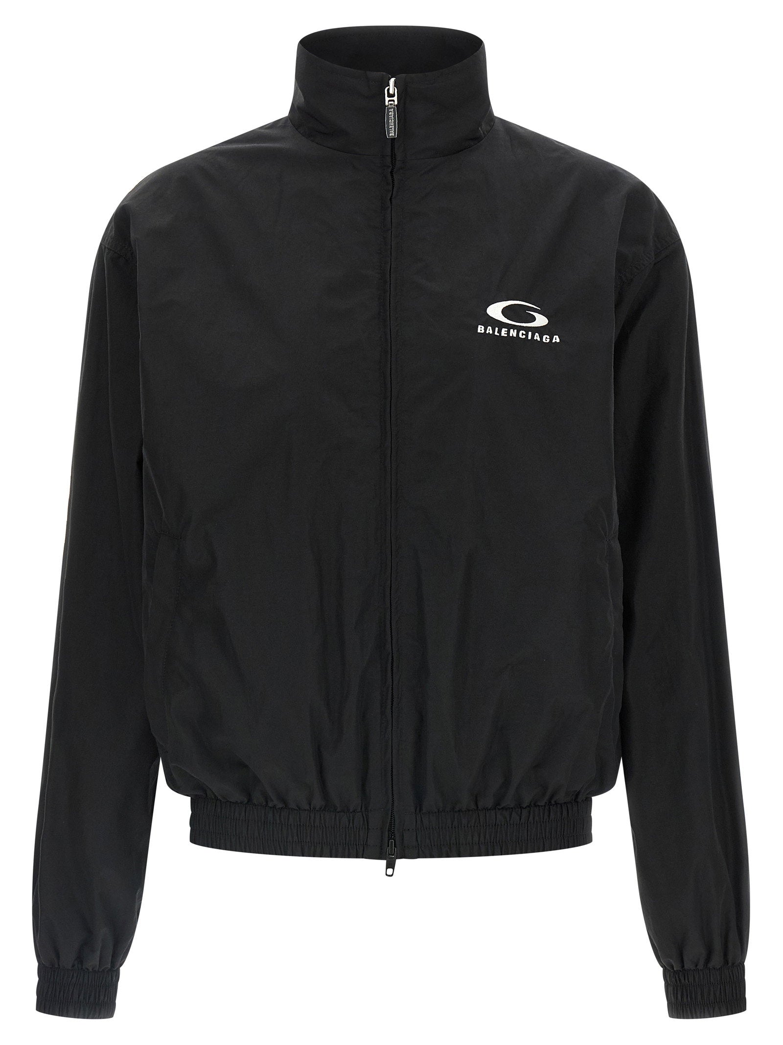 Balenciaga Logo-Embroidered Bomber Jacket — Black