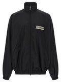 Balenciaga Logo-Print Tech Poplin Sweatshirt — Black
