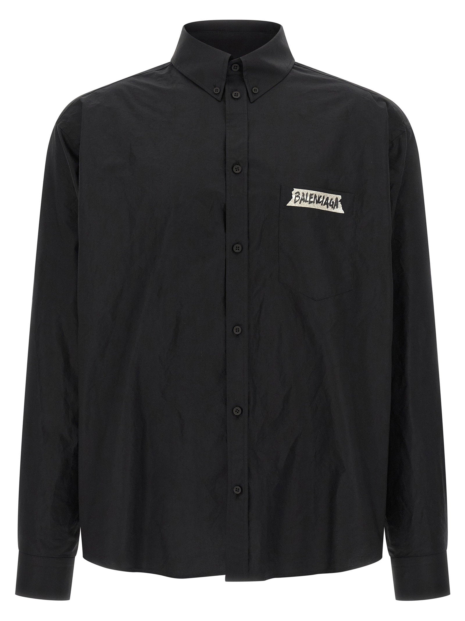 Balenciaga Masking Tape Print Shirt — Black