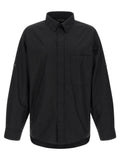Balenciaga Logo Patch Cotton Poplin Shirt — Black
