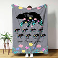 Oso de Flores Personalizado Manta Suave con 1-8 Nombres Título Texto Decoración del Hogar Cumpleaños Día de la Madre Regalo para Mamá Abuela