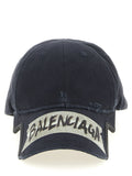 Balenciaga Masking Tape-Print Baseball Cap — Navy