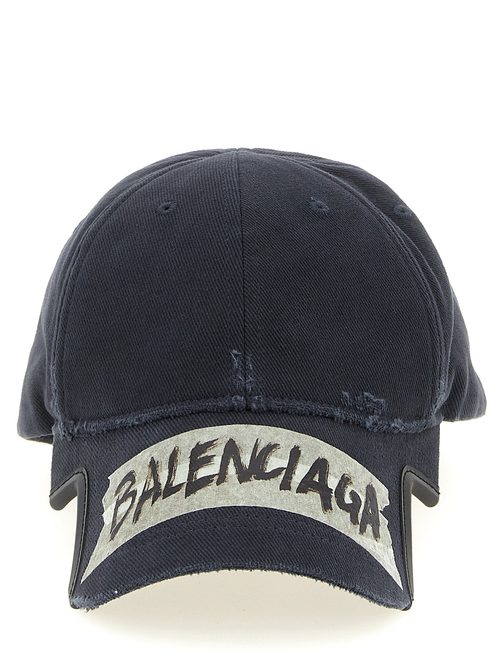Balenciaga Masking Tape-Print Baseball Cap — Navy