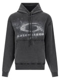 Balenciaga Washed Crayon Loop Print Hoodie — charcoal