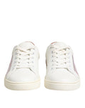 Women's White Pink Leather Low Top Sneakers Shoes Calf