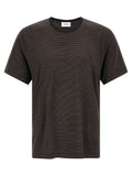 Saint Laurent Cassandre Logo-Embroidered Wool T-Shirt — Charcoal