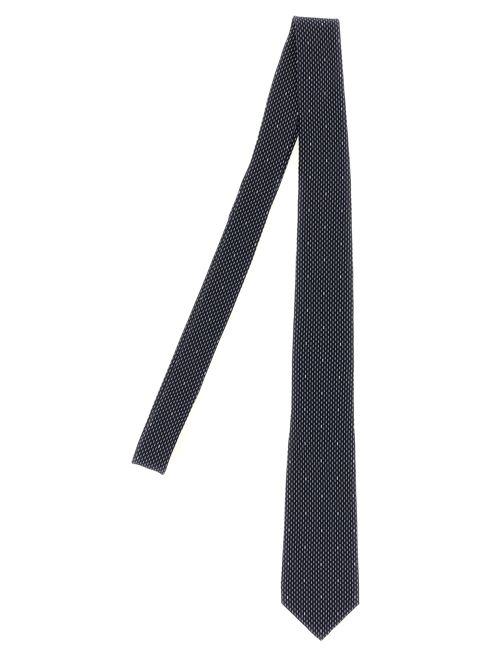 Saint Laurent Polka Dot Silk Necktie — Navy