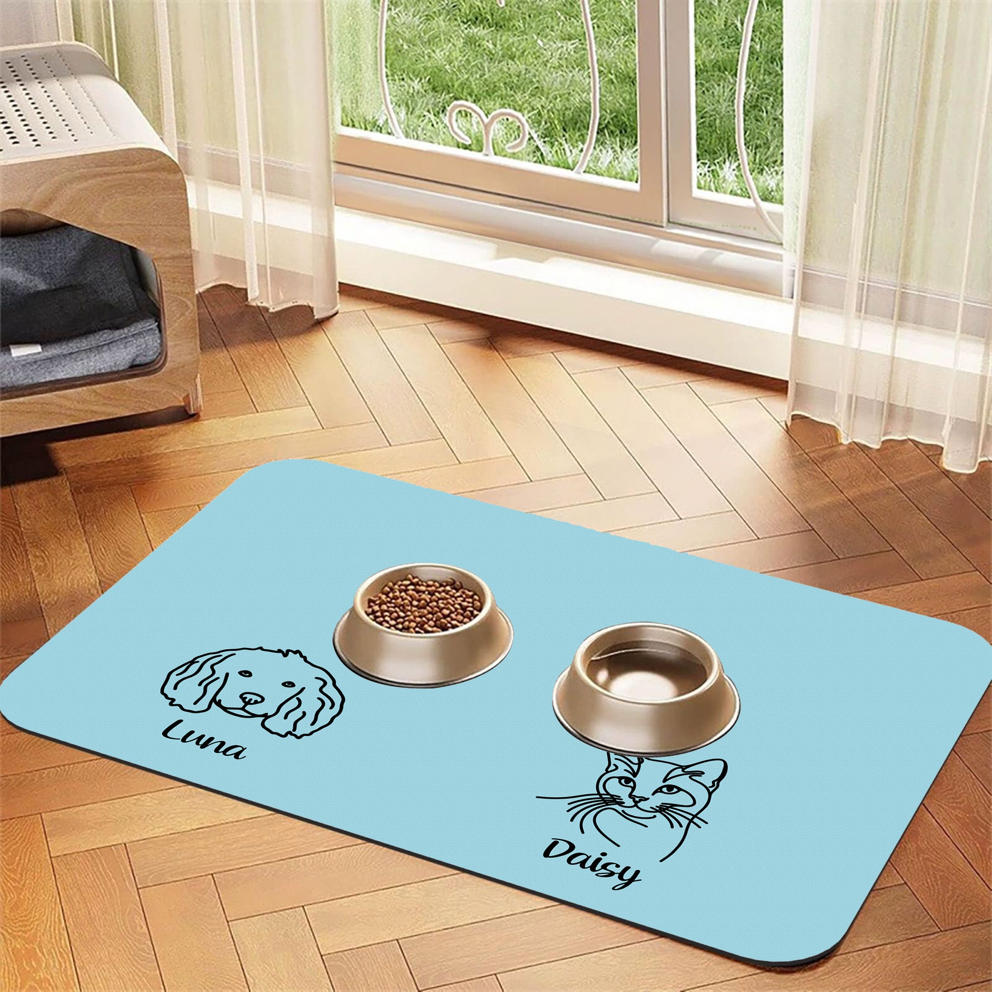 Personalizado Multicolor Gato Perro Avatar PU Cuero Mascota Mantel Individual con Nombre Cumpleaños Aniversario Memoria Regalo para los dueños de mascotas Amigo Famlily