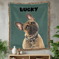 Foto de mascota personalizada Borla multicolor Manta suave con nombre Uso diario Regalo de cumpleaños para dueños de perros Gatos Amantes