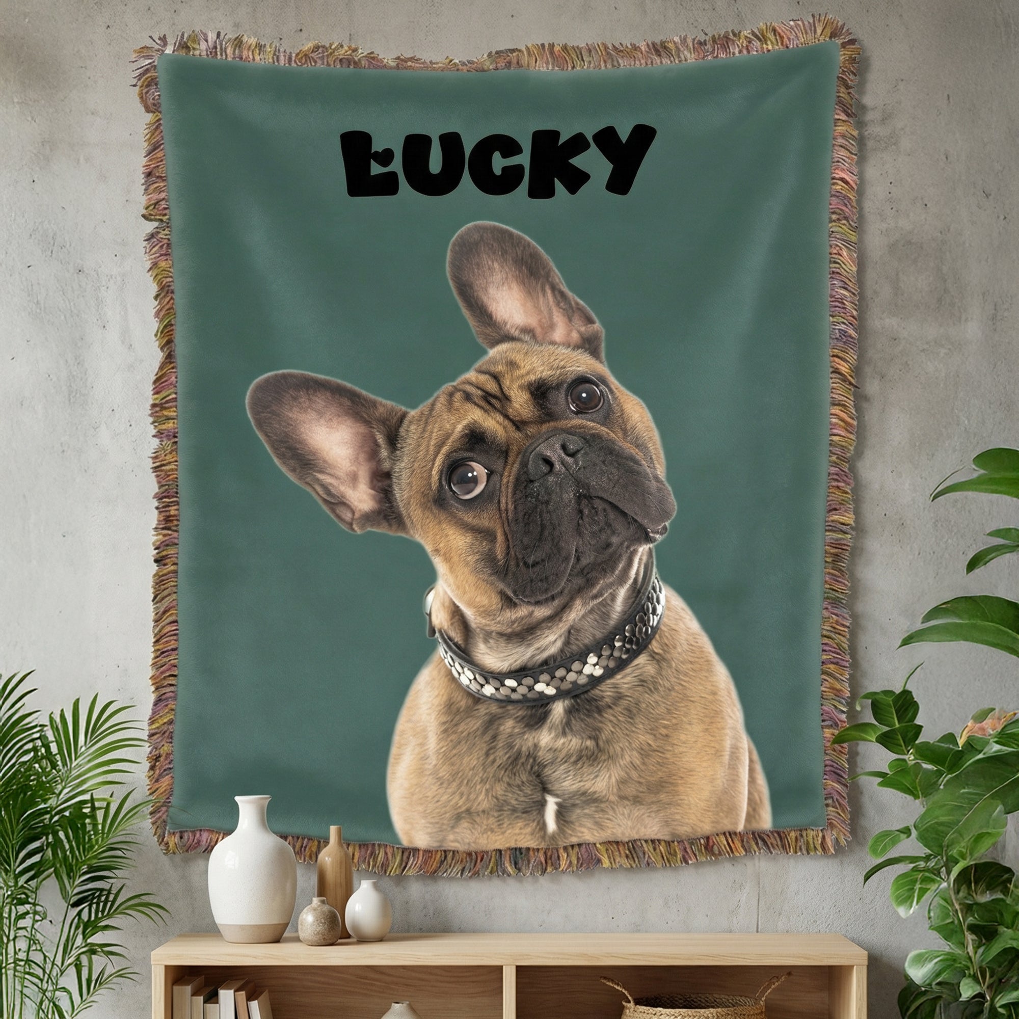 Foto de mascota personalizada Borla multicolor Manta suave con nombre Uso diario Regalo de cumpleaños para dueños de perros Gatos Amantes