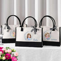 Personalizada Azul Nacimiento Flor Caricatura Personaje Blanco y Negro Bolsa de lona con nombre Viaje Esenciales Cumpleaños Boda Regalo para Mujeres Niñas