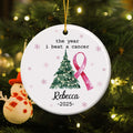 Personalizado El año que vencí al cáncer Adorno de cerámica acrílica con nombre Decoración del árbol de Navidad Regalo para la familia Amigos