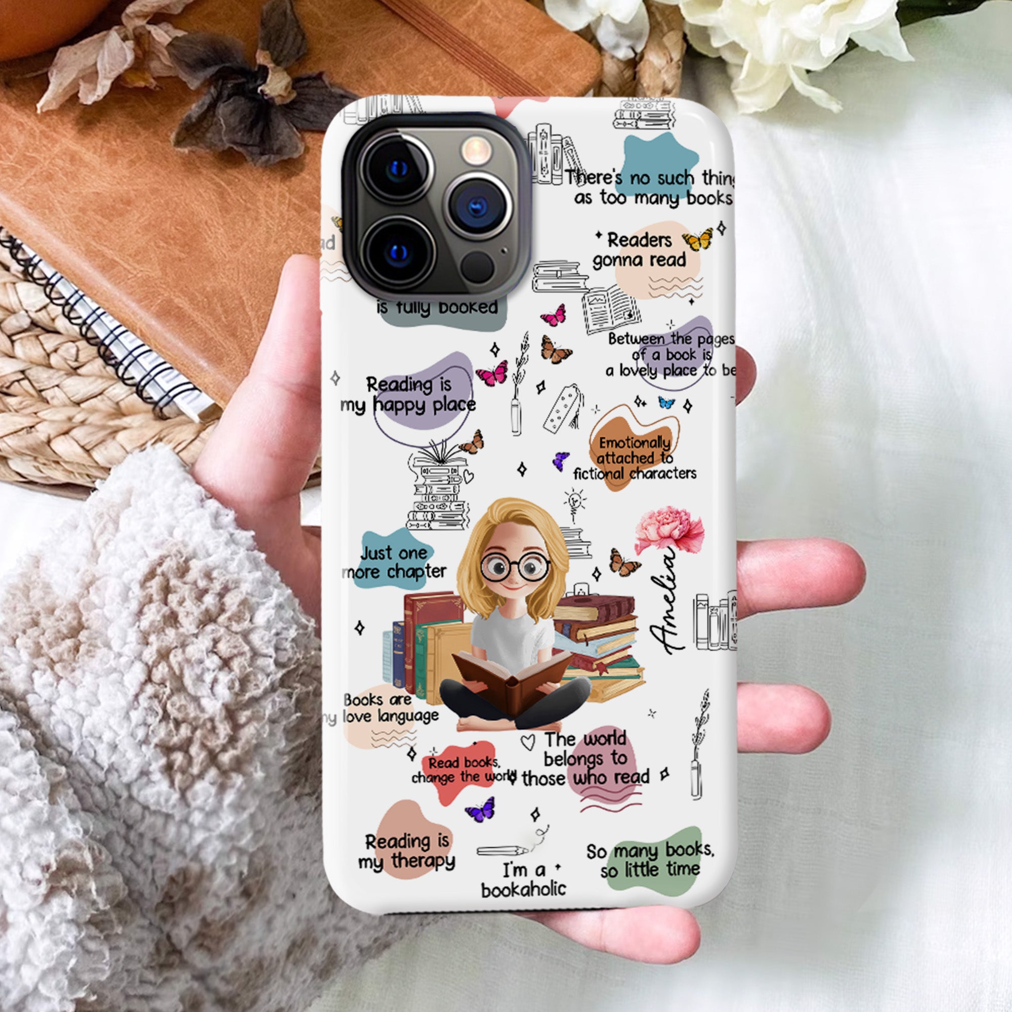 Funda personalizada para iPhone Samsung con nombre Regalo de cumpleaños para los amantes de los libros