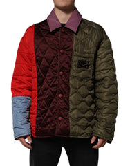 Men's Multicolor Patchwork Polyesterquilted Jacket Polyester Nylon Clothing