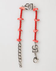 Silver Tone Brass Beaded Resin Dg Logo Chain Men Bracelet Real