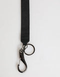 Men's Black Yellow Polyester Dg Logo Silver Keychain Keyring Real Brass Calfskin Accessory