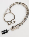 Silver Tone Brass Chain Dg Logo Pendant Men Necklace Real Zamak