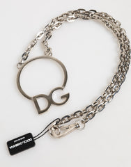 Silver Tone Brass Chain Dg Logo Pendant Men Necklace Real Zamak