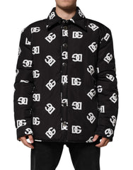 Men's Black Dg Monogram Nylon Windbreaker Jacket Clothing