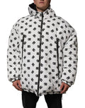 Men's White Dg Monogram Hooded Puffer Jacket Polyester Clothing