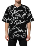 Men's Black Logo Print Cotton Crew Neck T-Shirt