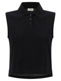 Saint Laurent Cassandre-Embroidered Polo — Black