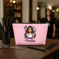 Bolsa de maquillaje personalizada con nombre y cremallera de dibujos animados multicolor para peluquería femenina Regalo de cumpleaños esencial para mujer