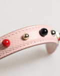 Women's Light Pink Embellished Leather Bag Handle Shoulder Strap Powder Calf Accessory