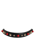Black Embellished Leather Bag Handle Women Shoulder Strap Calf Accessory