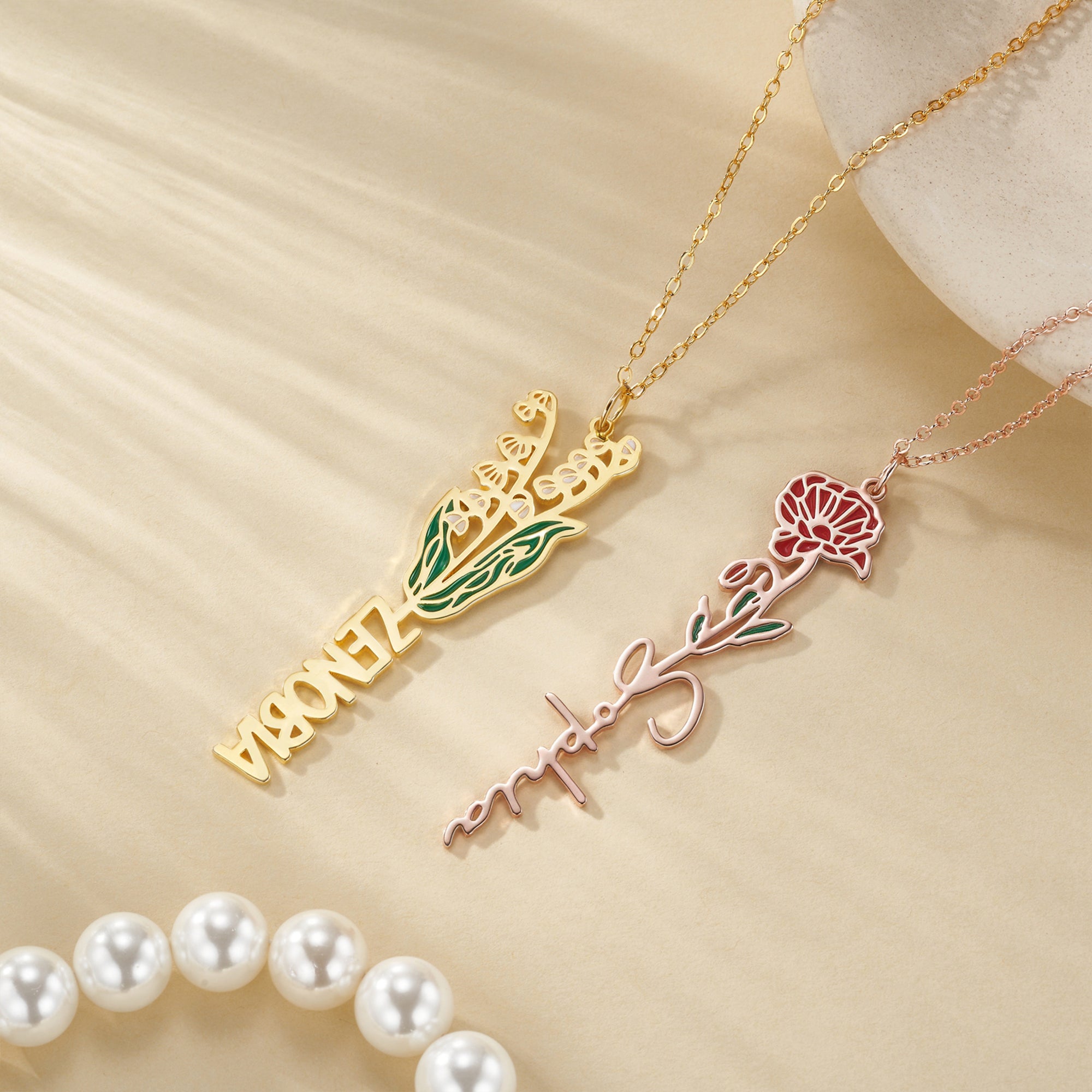Personalizado Nacimiento Flor Delicado collar floral con nombre Cumpleaños Aniversario Regalo de boda para las mujeres niñas