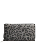 Men's Black Gray Leopard Leather Zip Around Continental Wallet And Pvc Pl Co