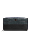 Black Blue Exotic Leather Men Continental Clutch Wallet And