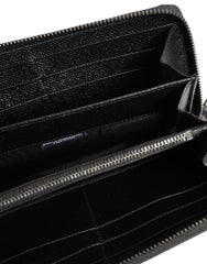 Black Leather #dgfamily Zipper Continental Mens Wallet