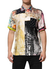 Men's Multicolor Printed Button Down Casual Shirt Silk