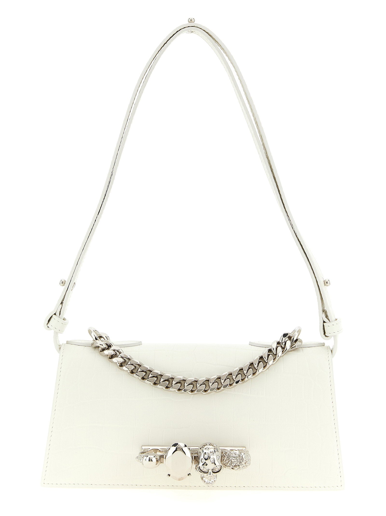 Alexander McQueen Jewelled Mini Shoulder Bag — White