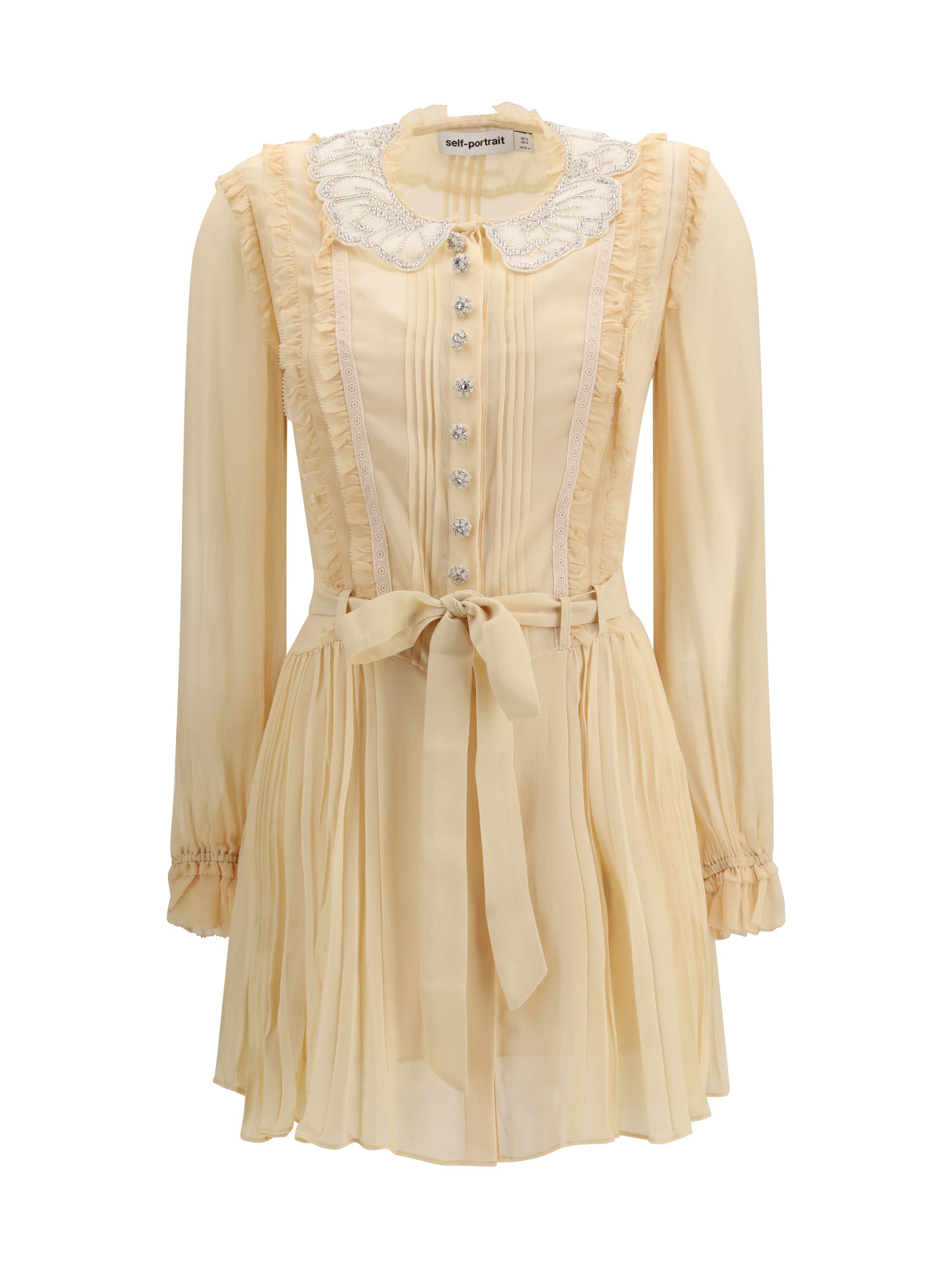 Self-Portrait Mini Dress — Beige