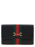 Gucci Web-Striped Leather Wallet — Black