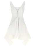 Alexander McQueen Pleated Cotton Poplin Mini Dress — White