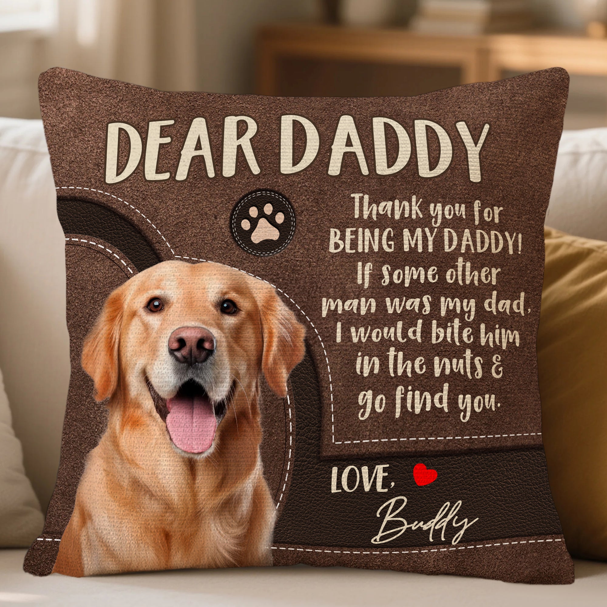 Personalizado Gracias por ser mi papá Vintage Mascota 1-2 Fotos Suave Funda de Almohada con Nombre Decoración del Hogar Cumpleaños Aniversario Regalo para el amante de las mascotas