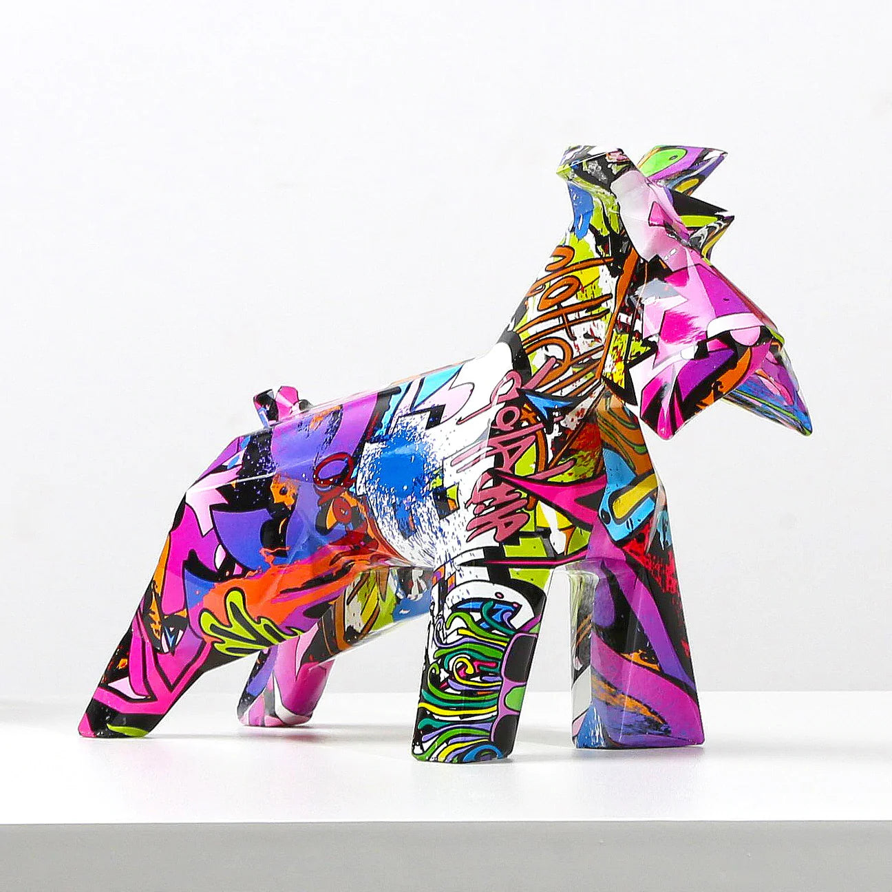 ArtZ® Schnauzer Graffiti Painted Statue - Abstract