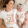 Personalizado Animales lindos 100% Algodón Body de bebé Camiseta a juego con nombres y fecha Primer regalo del Día de la Madre para recién nacido Nueva mamá