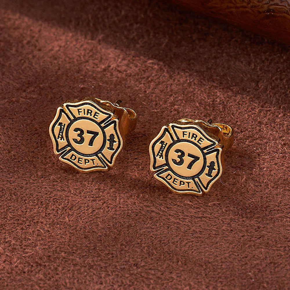 Hidrante de Bomberos Personalizado Cruz de Malta Unisex Pendientes con Números Cumpleaños Día de los Bomberos Regalo para Hombre Mujer