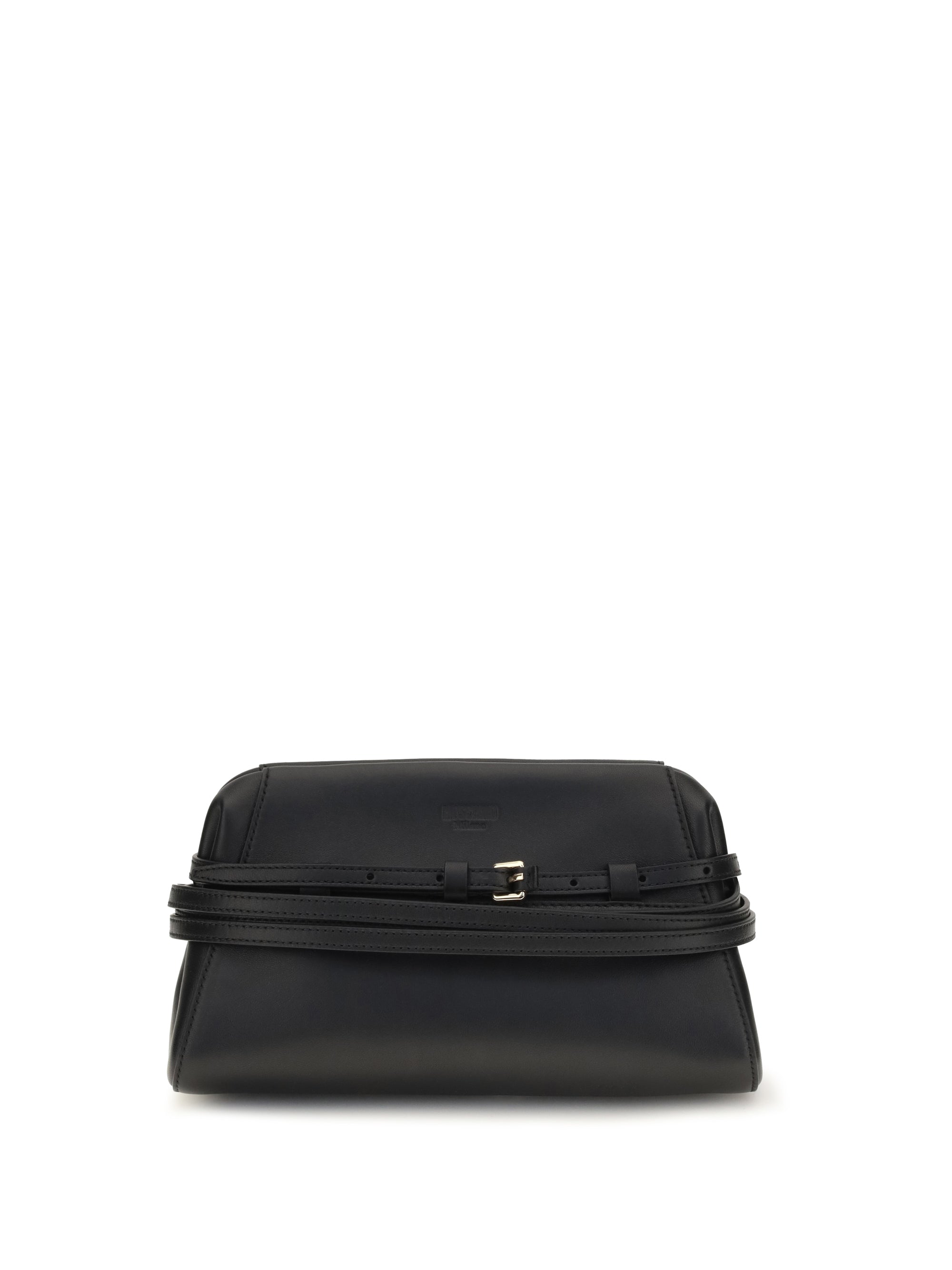 Moschino Belt-Detail Clutch — Black