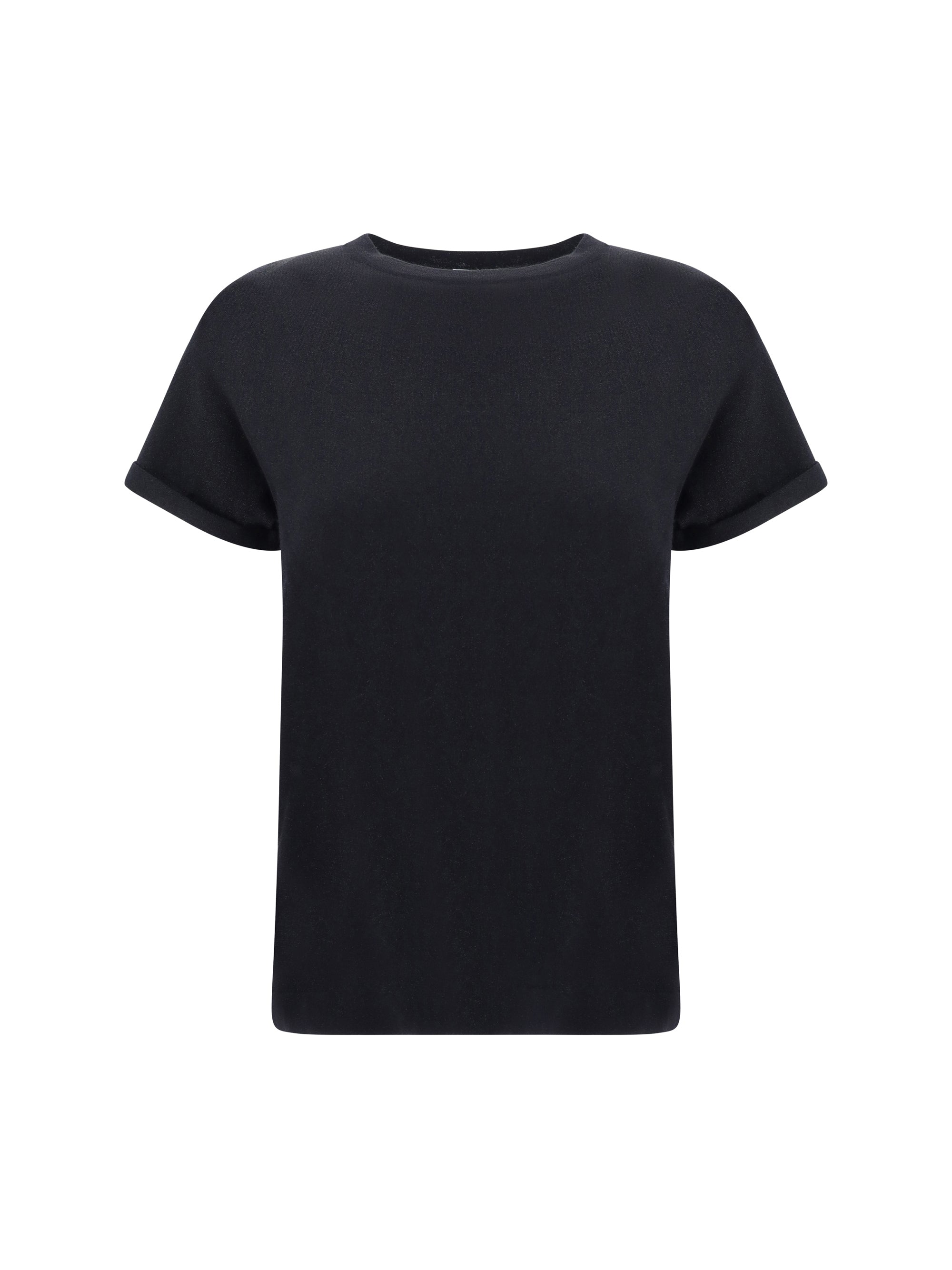 Brunello Cucinelli Cashmere Glitter T-Shirt — Black