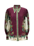 Alemais Botanical-Print Silk Blend Shirt — Purple
