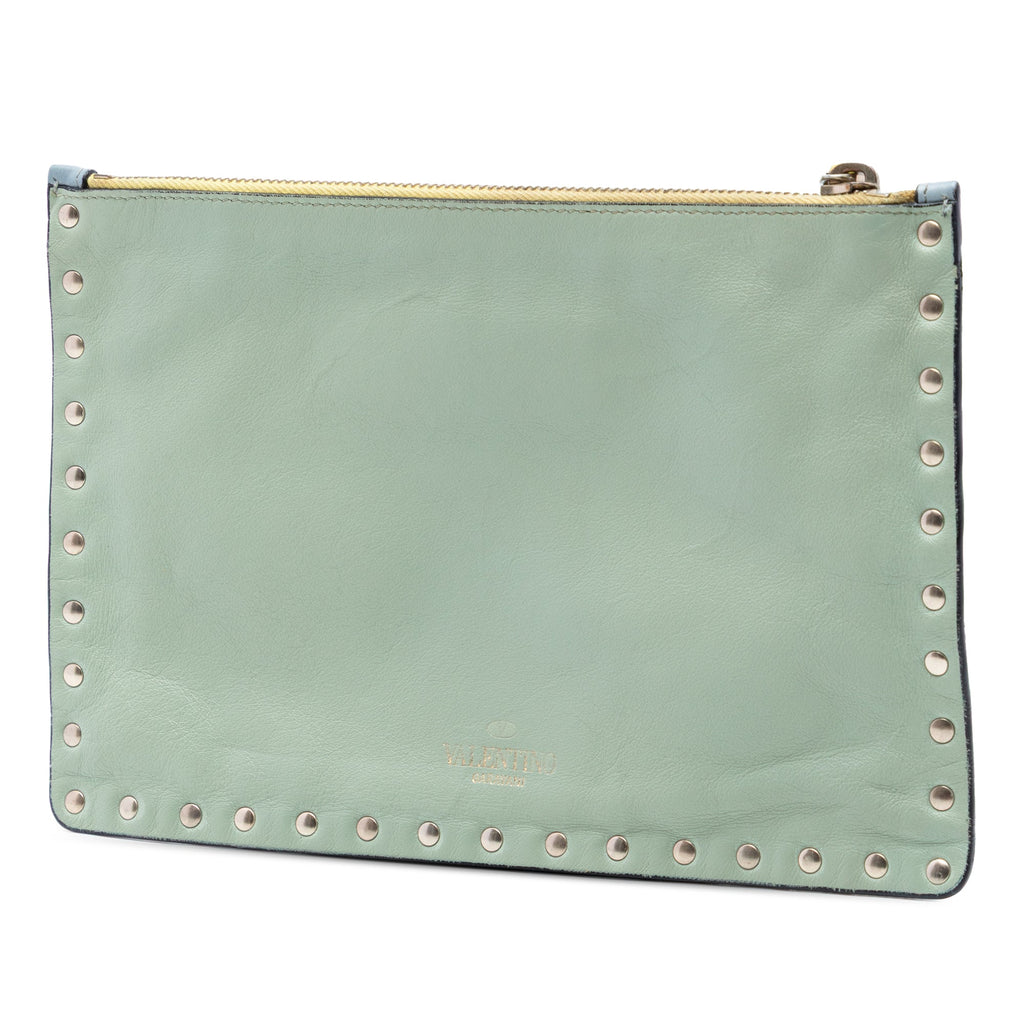 Bicolor Leather Rockstud Clutch