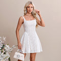 Bridal Wedding Dress White Sleeveless Mini Square A-line Lace