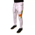 Men's White Logo Tape Jogger Cotton Sweatpant Pants