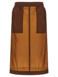 Saint Laurent Colorblock Nylon Skirt — Caramel