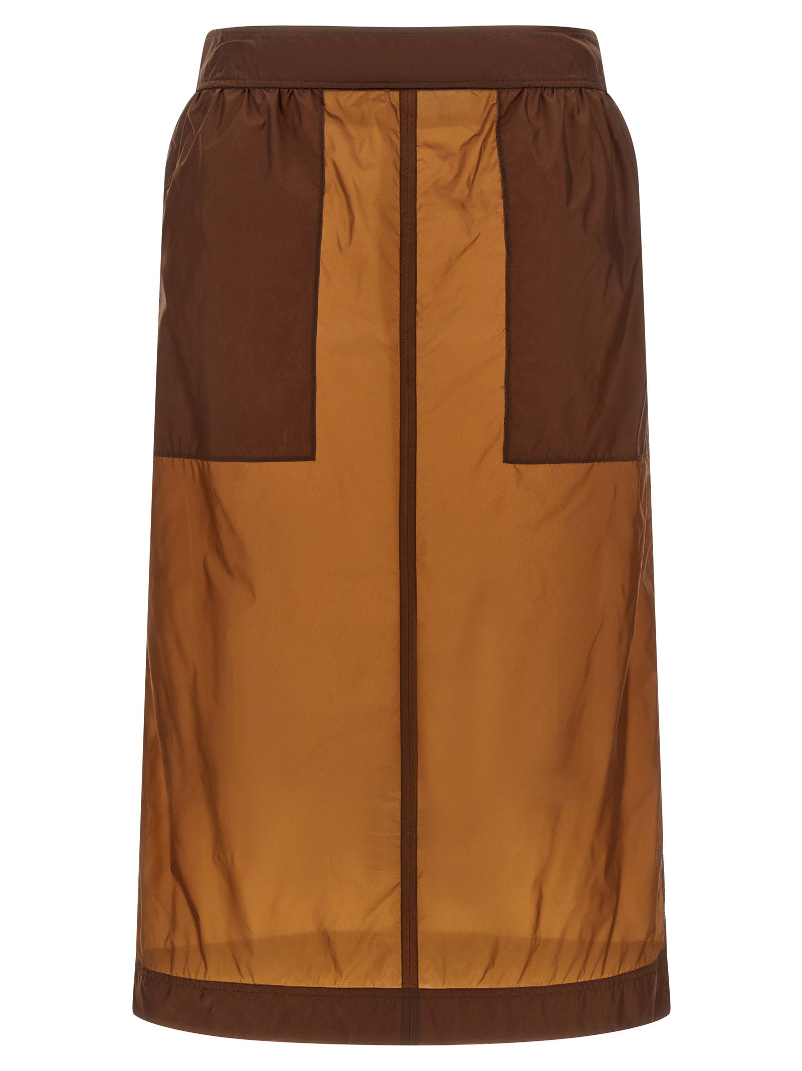 Saint Laurent Colorblock Nylon Skirt — Caramel